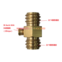 Double-head soda water machine bubble water machine valve joint Coke machine beer machine special 21*4 trapezoidal thread copper valve