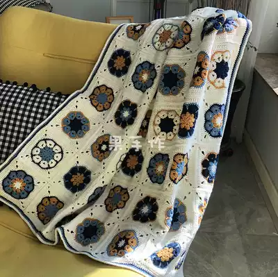 Fruit hand made grandmother checkered flower mat cover blanket splicing diy pure handmade custom material wrapped wool retro Morandi