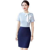 Professional shirt female short-sleeved beautician work clothes hotel restaurant waiter front desk customer service reception stewardess uniform