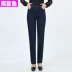 Phụ nữ trung niên kéo dài eo cao Trung niên thẳng thẳng cộng với phân bón Quần mẹ XL quần jean nữ cộng với quần nhung Quần áo của mẹ