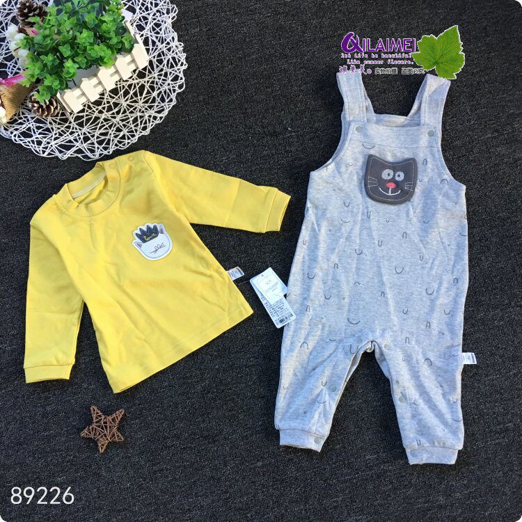 Baby Holding Baby Bag Pants Suit Baby Children Spring Autumn Season Men And Women Kids Clothes Foreign Pie Pure Cotton 1-3 Year Old Two Sets