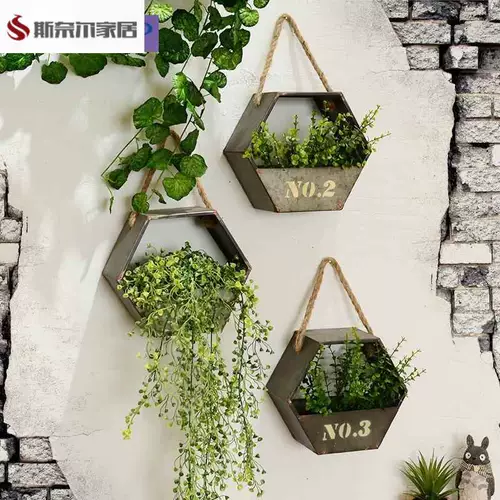 Сельская ретро -железо висеть в цветочном горшке для стены стены подвеска творческая подвеска