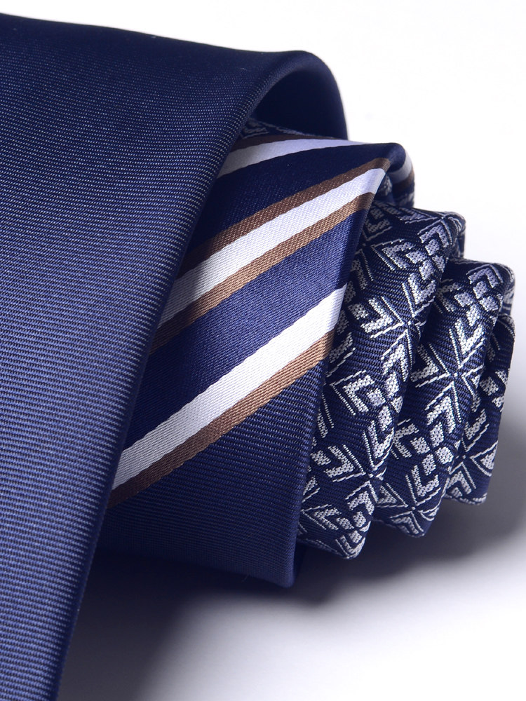 New Hong Kong Style High-End Three-Stripe Diagonal Tie for Men, Business 7cm Positioning Groom Wedding Gift Box