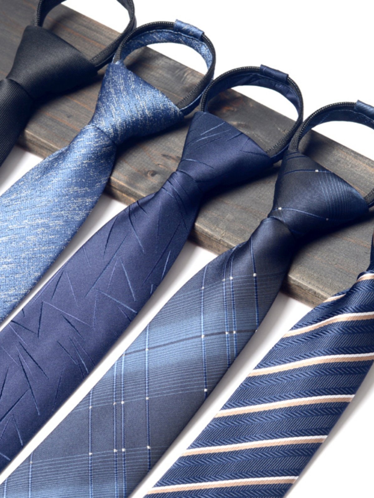 6cm Lazy-Style Korean Narrow No-Knot Zipper Tie for Men and Female Students, British Business Groom Wedding Red Blue Black