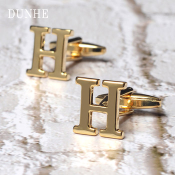 Alloy H Letter French Shirt Cufflinks Men's Cuff Pins Business French Style Tie Clips Trendy for Men and Women