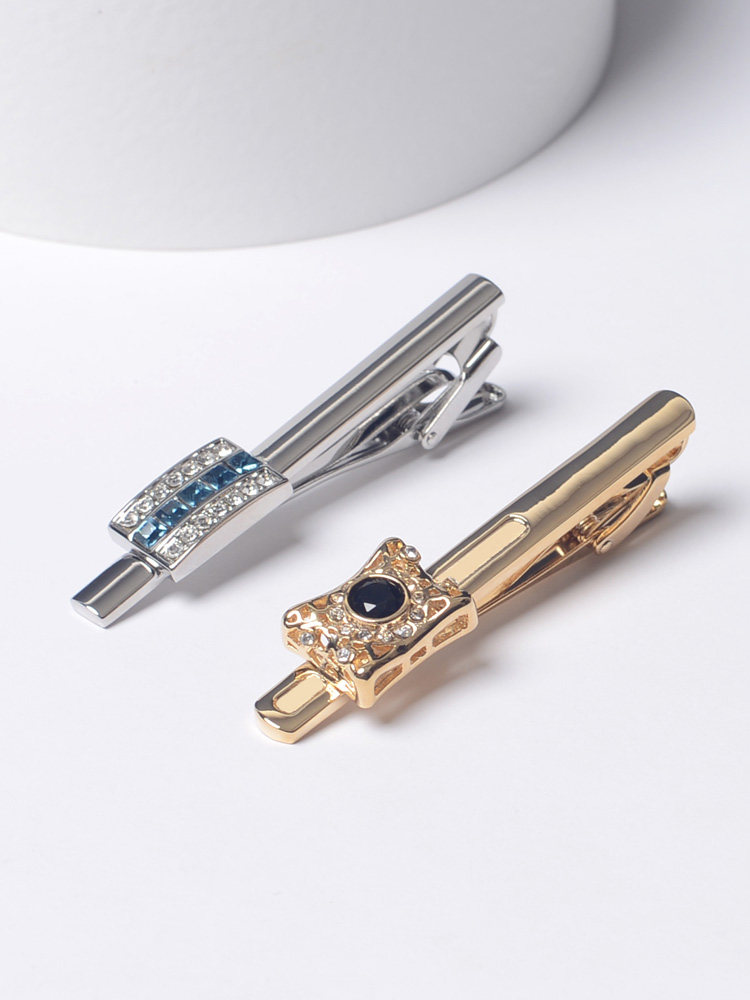 Don River Crystal Tie Clip Diamond Tie Clip Men's Wedding Suit Shirt Accessory Tie Clip Gold Silver