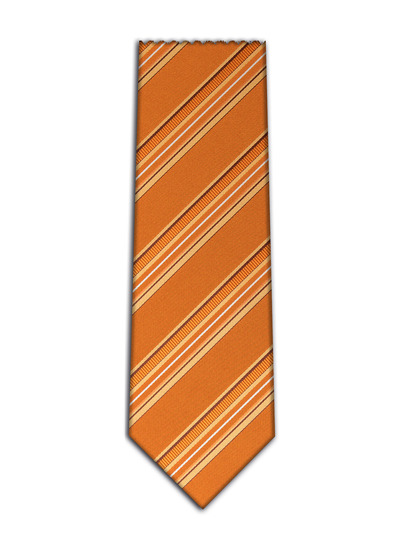 Orange Striped Tie for Men, Formal Business Shirt Accessory, Orange-Brown, Artistic, Casual, British Style, 8cm Hand-Tied
