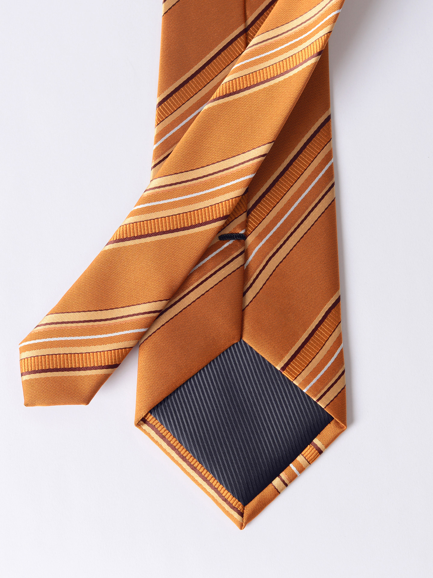 Orange Striped Tie for Men, Formal Business Shirt Accessory, Orange-Brown, Artistic, Casual, British Style, 8cm Hand-Tied
