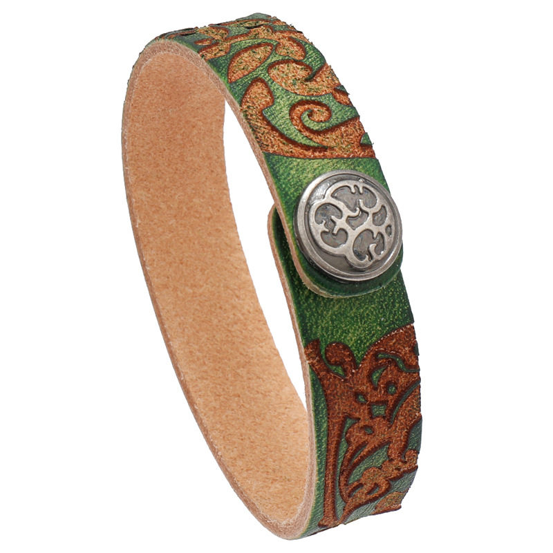 欧美新款饰品简约文艺复古牛皮手链跨境热销DIY刻字光板男女手镯 (复制)