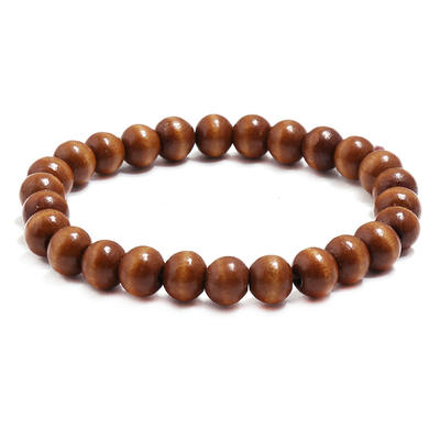 Single-loop personalized and fashionable beaded wooden bead elastic bracelet, versatile wooden bracelet for couples, promotional gift
