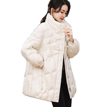 Thin loose large size thickened down jacket for women 2023 winter new style stylish and warm mid-length white duck down jacket