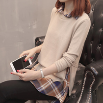  Fat mm plus size womens spring and autumn thin and age-reducing tops fashion Western style 2021 new autumn bottoming shirt sweater