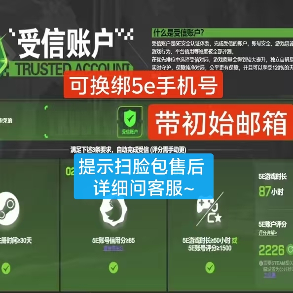 5E Trusted Account 5E Csgo Account Csgo Priority 5E Risk Account Csgo2 Ranking with Name Change Card Trusted