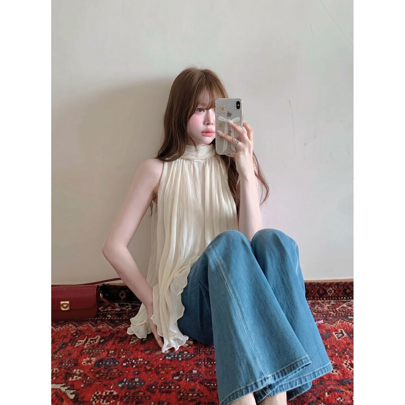 Femalepilot French Casual Style Off-Shoulder Ribbon Sleeveless Vest Women's Summer Casual Versatile Shirt Top