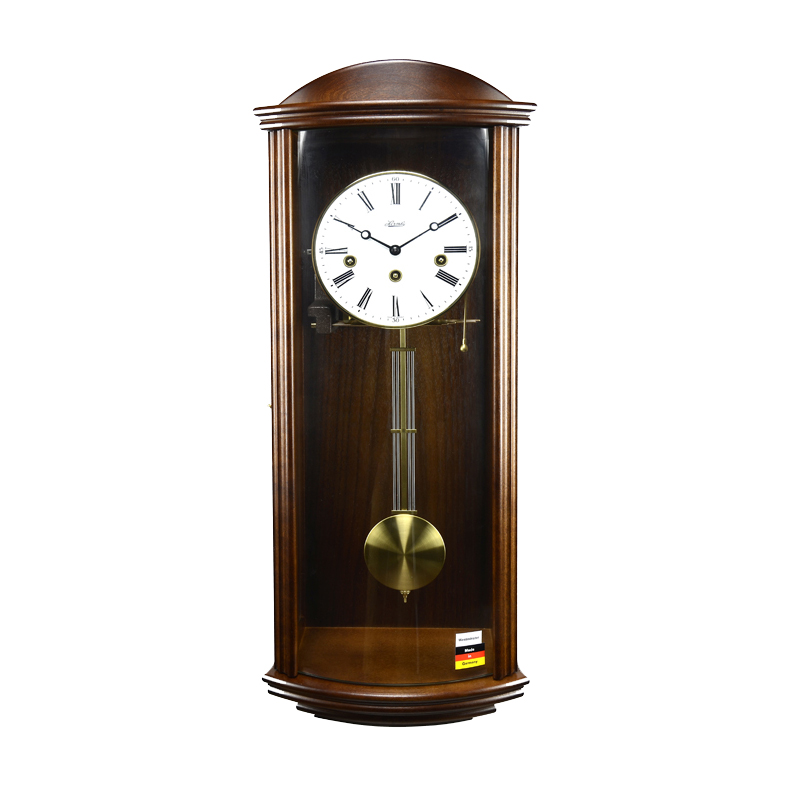 Germany Hemler original vintage clock pendulum music clock night stop sound Wooden power reserve mechanical wall clock