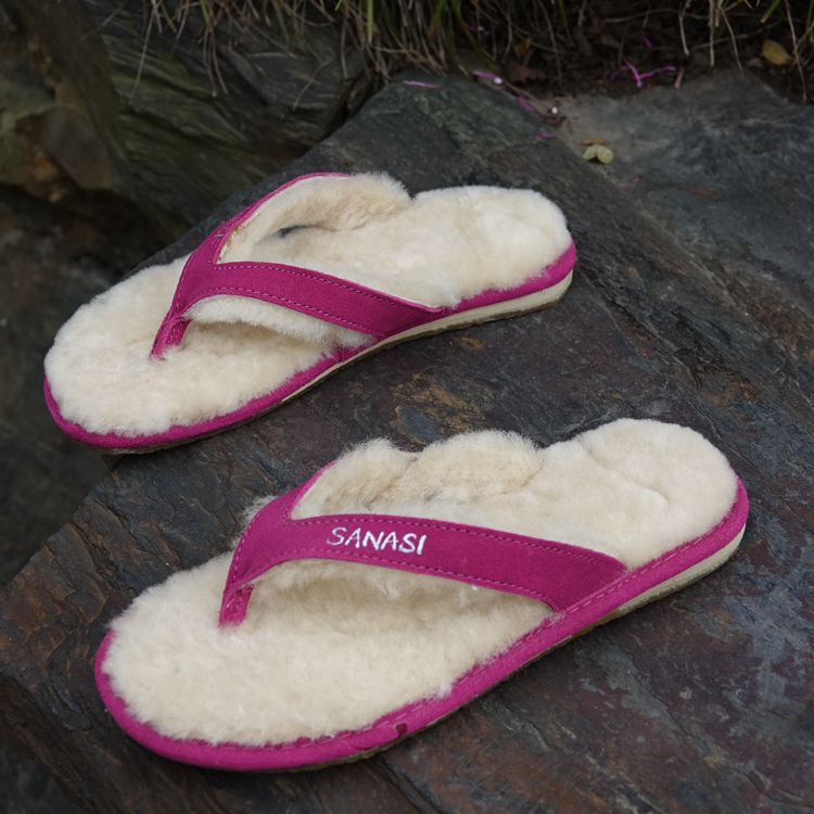 Fall Clear Lady Slippers Slippers Flat Solid Fur Bull Leather Feeds with Fairy Plusty Slippers