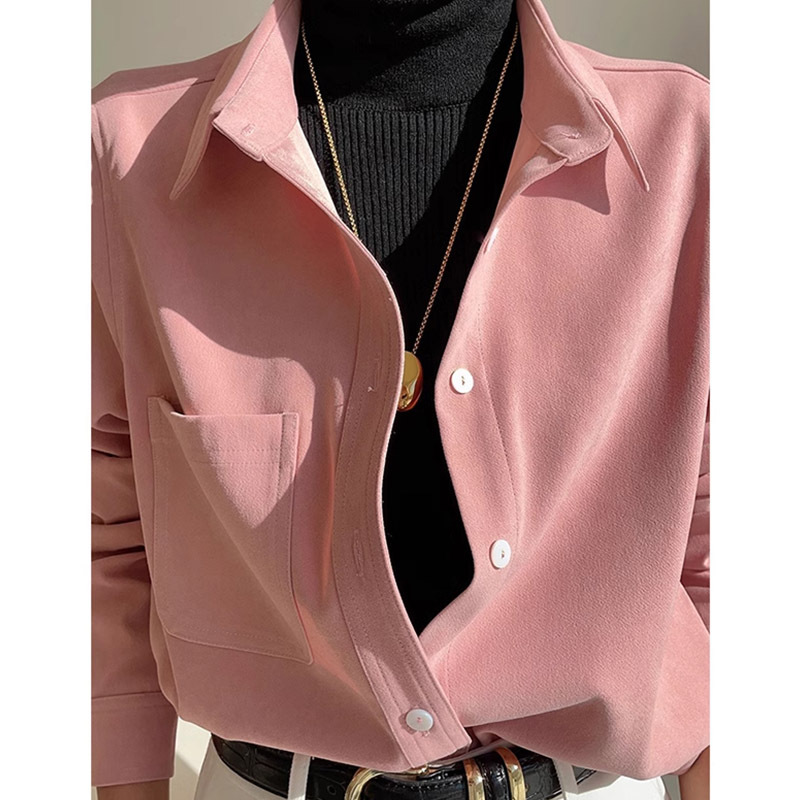 Corduroy Pink Shirt for Women, Early Autumn 2025 New Style, Layered with Fleece, Brushed Shirt, High-End Top Corduroy Pink Shirt for Women, Early Autumn 2025 New Style, Layered with Fleece, Brushed Shirt, High-End Top