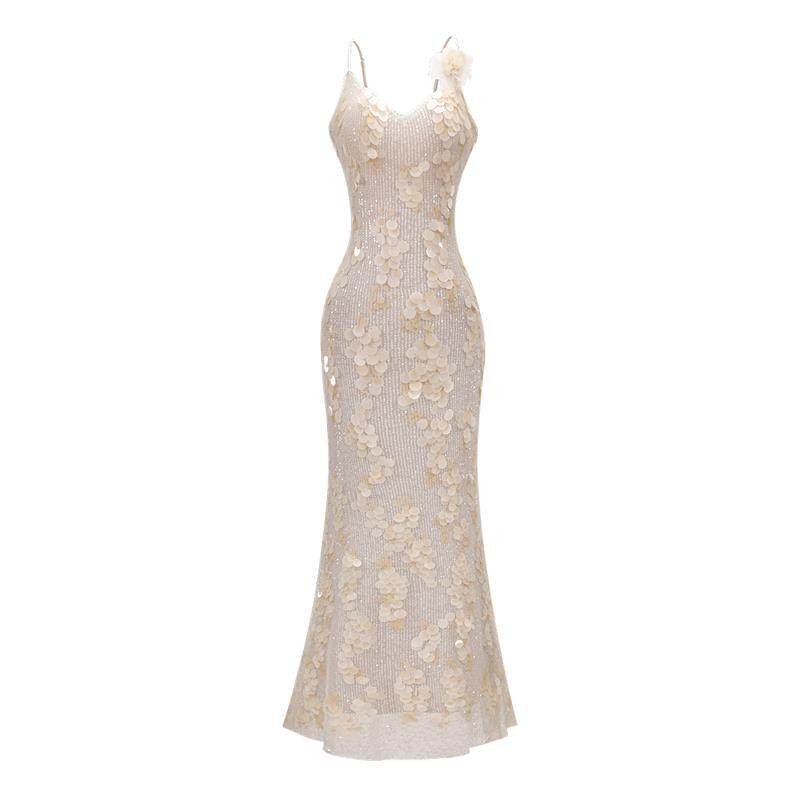 Evening Dress, Christmas Dress, Sequin Embroidery, Annual Party Dress, Long Dress, Women's Winter Birthday Dress, Bodycon Dress