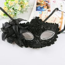 Halloween ball party Venetian half-face performance props female Lily Princess mask with flowers on the side