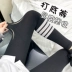 Quần legging màu xám phụ nữ mặc mùa xuân và mùa thu mỏng màu đen là mỏng bó sát gầy sợi nhỏ bông cúc cao eo quần yoga - Quần tây thường