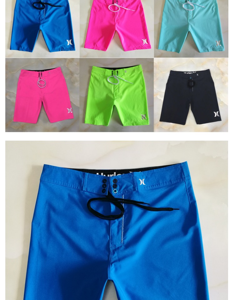 Hurley nam thi thể dục sơ bộ quần đi biển quần nhanh khô nhanh thoáng khí giản dị quần short năm điểm lướt bên bờ biển - Quần bãi biển quần đi biển nam vải dù