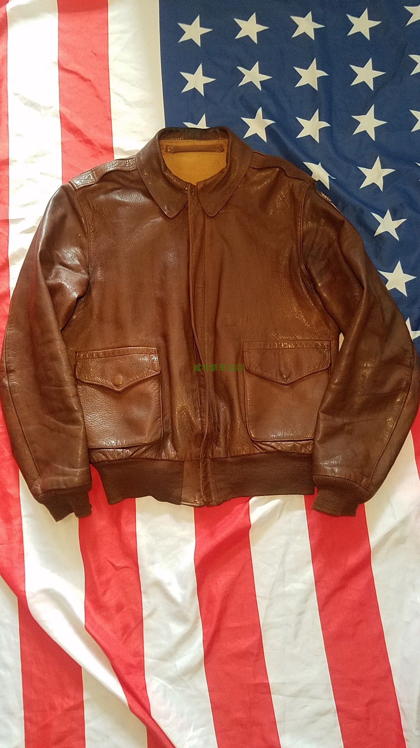 WWII US Army Edition Original Pint 14 Air Force Flying Tigers fighter pilot CBI war zone A2 leather jacket