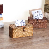 Qiyou handmade straw simple tissue box Car tissue box Napkin box Toilet paper box