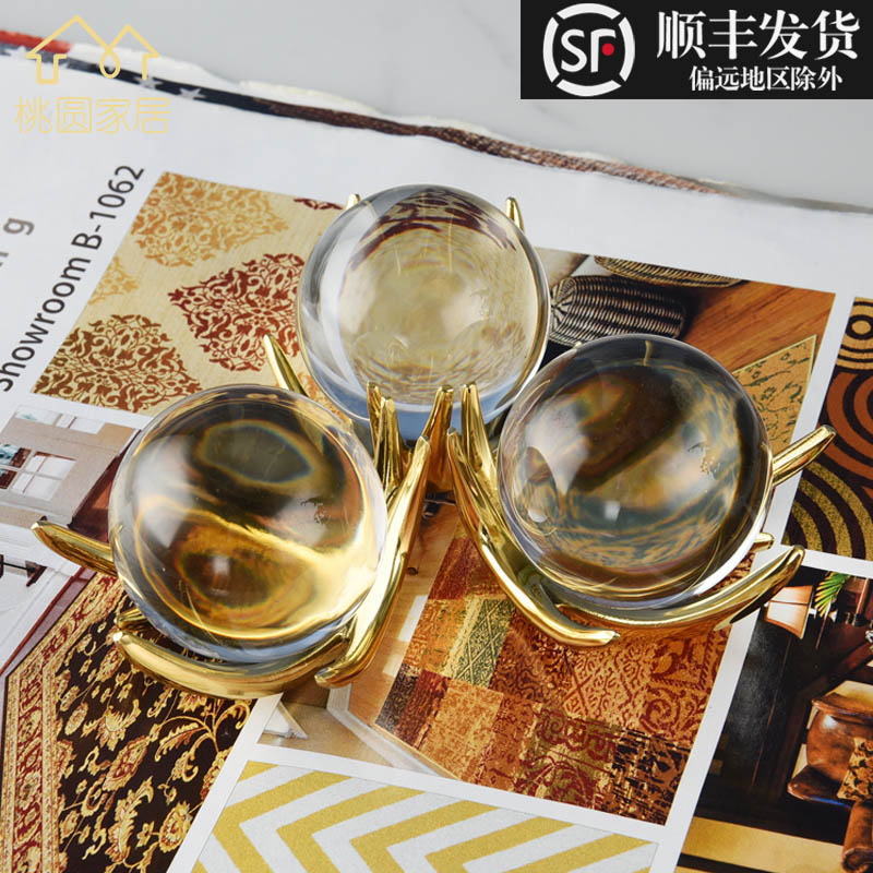 American light lavish minimalist Bronze Deer Antlers Water Crystal Ball Swing Piece Living Room Bedroom Book Room Creative Personality Decoration Furnishing