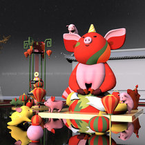  Design custom Spring Festival holiday theme hotel commercial real estate Meichen decoration creative FRP landscape sketch