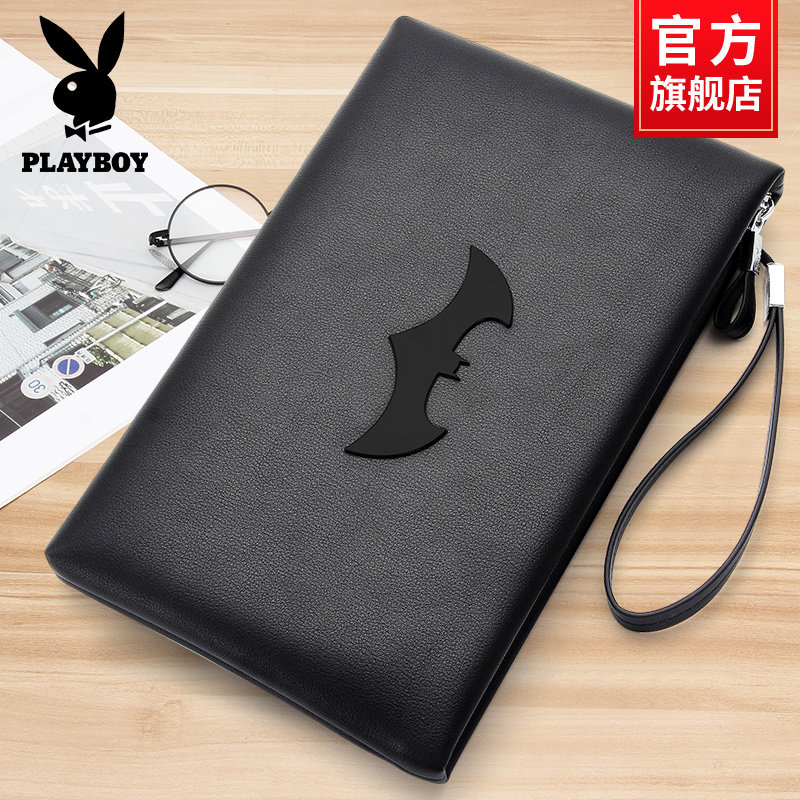 Flowers Playboy men's handbag Leisure men's bag Handbags Handbags Business hand envelopes Small bags Peach bag leather bag Tide Card Wallet