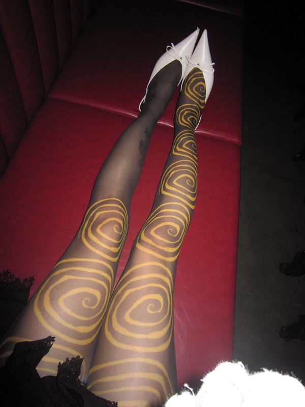 Toetoe in a Land Without Lies Original Halloween Personalized Print Black and Yellow Stockings Elastic Tights