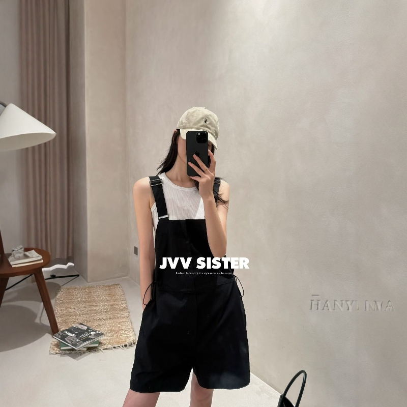 Jvv Sister Workwear Style High-Waisted Overalls for Women 2026 Summer New Loose Wide-Leg Jumpsuit 72389