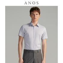 ANOS Shirt Male Short Sleeves Striped business Authentic Summer Spandex Dark Buckle Design Free natural fiber anti-wrinkle