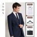 ANOS / Yanos polyester vải pha trộn Cổ áo mỏng phù hợp với bộ đồ kinh doanh màu xanh hải quân bộ vest nam Suit phù hợp