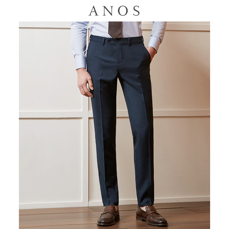 ANOS business suit pants men's free iron slim black casual straight leg loose work spring and autumn hanging feeling professional formal wear