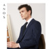 ANOS / Yanos polyester vải pha trộn Cổ áo mỏng phù hợp với bộ đồ kinh doanh màu xanh hải quân bộ vest nam Suit phù hợp