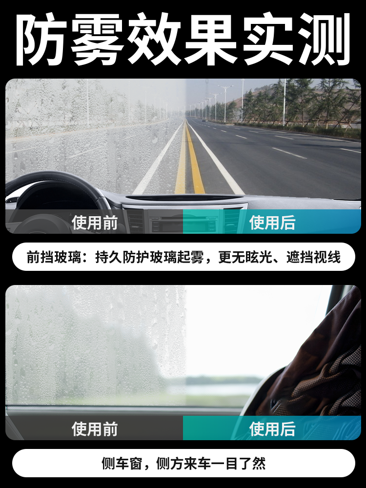 Car Glass Rain Repellent, Anti-Fog Agent, Rain Repellent Coating for Front Windshield, Water Repellent, Rain Removal, Rearview Mirror Rain Protection Spray
