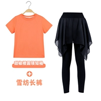 Шифоновые штаны, круглый воротник, короткий рукав