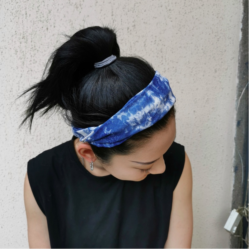 Peculiar Smell Groceries Jins Wind Minima Hand Blue Dye Indigo Indigo Hair Band Hair Stirrup Genders Universal Personality Bundle Hair Band