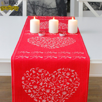 Swedish Ekelund Large Red All-cotton Table Flag Heart-shaped Wedding Celebration Festive Tea Table Flag Table Fabric Customize