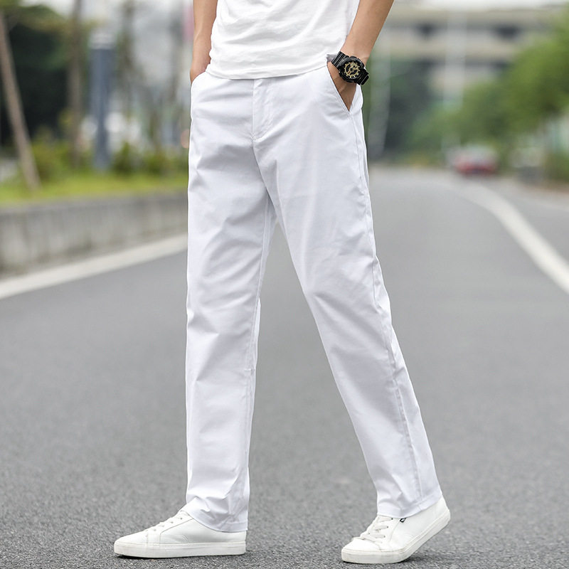 Golf pants men Spring and Autumn 2022 new large - size loose straight cotton plain white leisure sports trousers