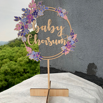 Name Pendulum Letters Logo custom Cubic word flower ring frame Wooden Standing Signs Wedding Wedding Ornaments Photo Props
