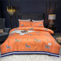 Eurostyle court bed with four pieces of hush bed linen covered with hood washed cotton 1 5 bed spring and autumn American ins light and luxurious net red