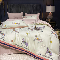 Eurostyle bed four pieces of water washed cotton mill bed linen quilt cover palace light extravagant high-end atmosphere spring and summer new net red