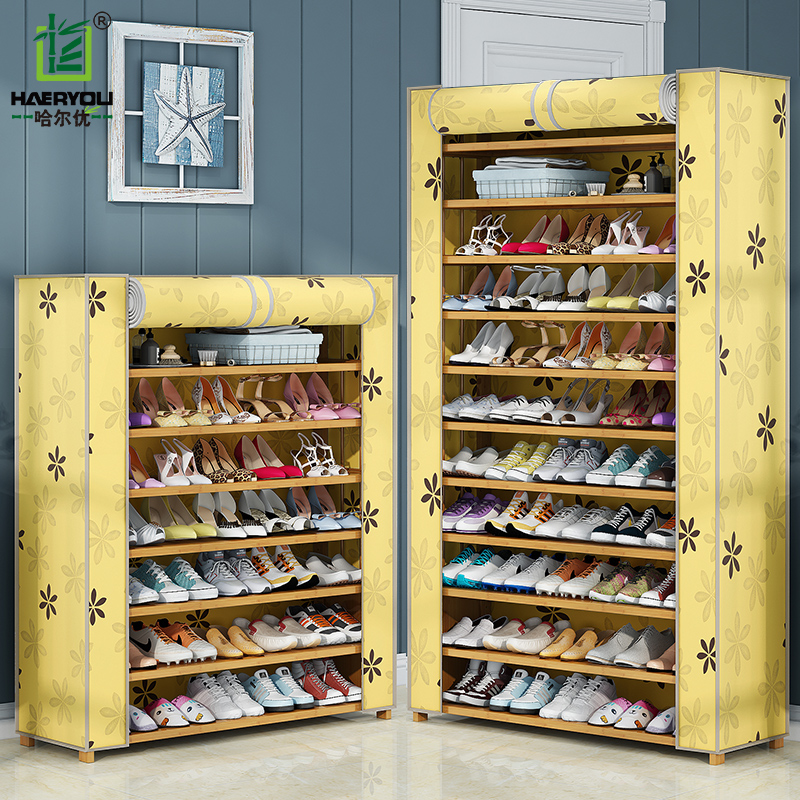 Shoe Rack Simple Doorway Home Economy Type Solid Wood Shelve Dormitory Room Nice-looking Multi-layer Dust-proof Shoe cabinet