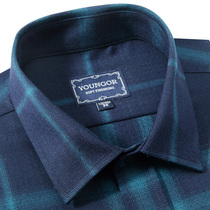Youngor shirt mens wool mens high-end business casual Plaid square collar slim winter thickened warm shirt