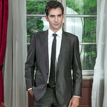 Youngor suit Mens single top wool suit loose ramrod professional business dress Dark gray mens suit