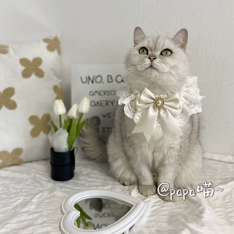 White scarf, lace eating bib