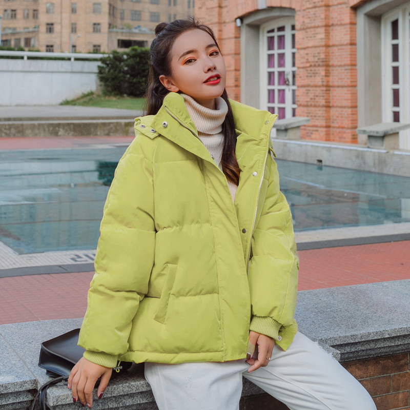 phụ nữ bông ngắn 2020 mới bông len mùa đông áo khoác in cổng gió bánh mì quần áo Hàn Quốc phiên bản của lỏng thủy triều bông quần áo