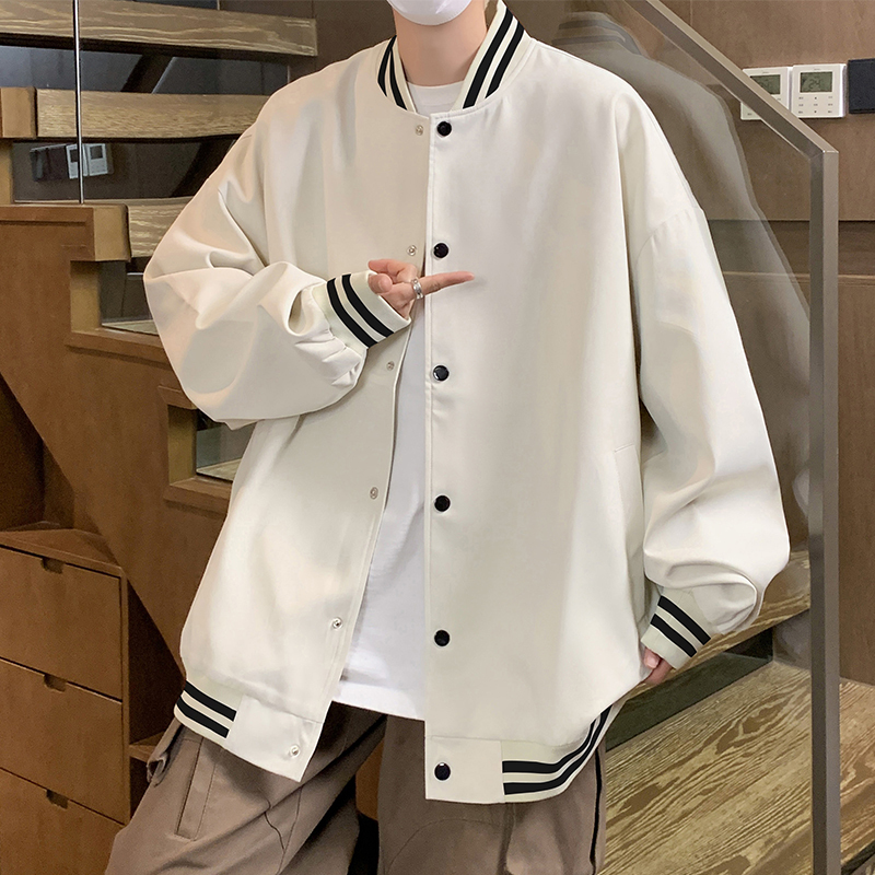 Baseball Jacket for Men, Spring and Autumn, New American Style, High Street Men's Outerwear, Trendy Brand, Loose Fit, High-End Color-Blocking Top